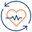 Icon: Heart with heartbeat symbol surrounded by arrows in circle