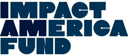 Logo: Impact America Fund - Dark blue block text over white background.