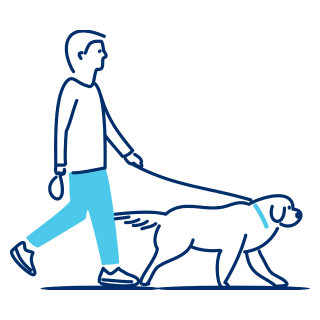 Illustration of man walking dog